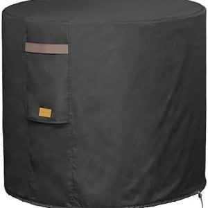 Heavy Duty Waterproof AC Cover for Outside Units - Fade Resistant Outdoor Air Conditioner Cover, 34" Dia x 30" H, Black