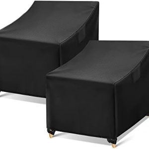 WLEAFJ Waterproof Outdoor Chair Covers - Heavy Duty Black Patio Furniture Protection for Wicker Garden Sofa Chairs - 2 P