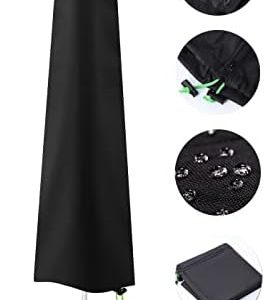 Waterproof Patio Umbrella Cover - Durable Zippered Protection for 7ft to 11ft Outdoor Market Umbrellas - Black Color - A